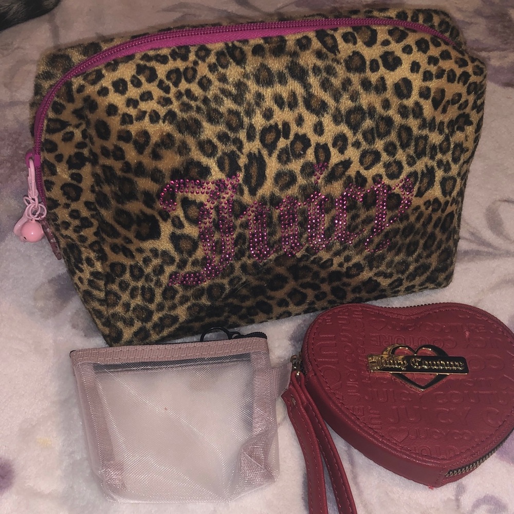 Juicy Couture Leopard makeup bag and wallet bundle